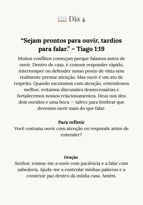 Página do Dia 4 do livro — passagem bíblica, reflexão e oração