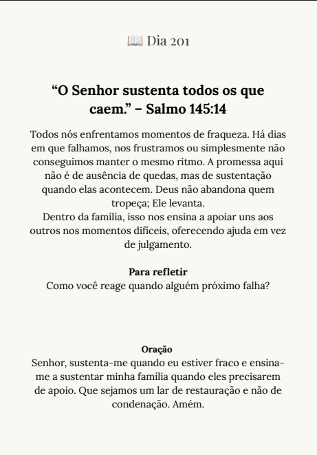 Página do Dia 201 do livro — passagem bíblica, reflexão e oração